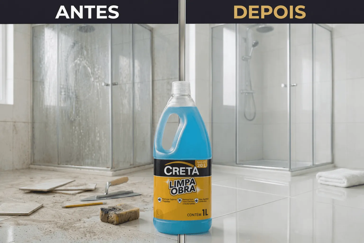 Limpa Obra Creta - Resultado antes e depois da limpeza